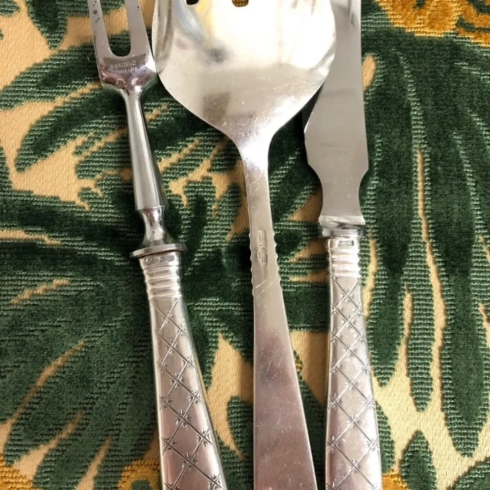 101+g Sterling Silver “Saint Jerne” aka Stars Serving Utensils Set E Dragsted